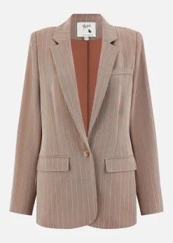 Yumi Brown Pinstripe Blazer