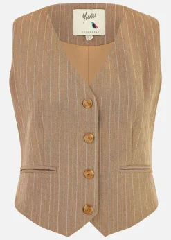 Yumi Brown Pinstripe Waist Coat Vest