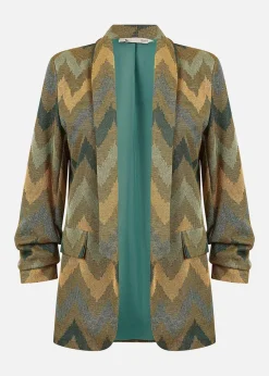 Yumi Green Chevron Relaxed Fit Blazer