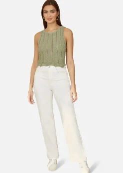 Yumi Green Crochet Knitted Tank Top