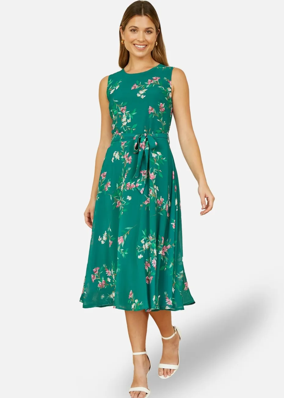 Yumi Green Daisy Print Skater Dress