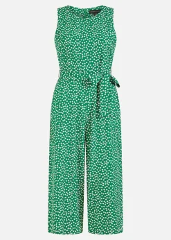 Yumi Green Ditsy Daisy Sleeveless Culotte Jumpsuit