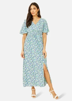 Yumi Green Ditsy Print Maxi Dress