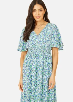 Yumi Green Ditsy Print Maxi Dress