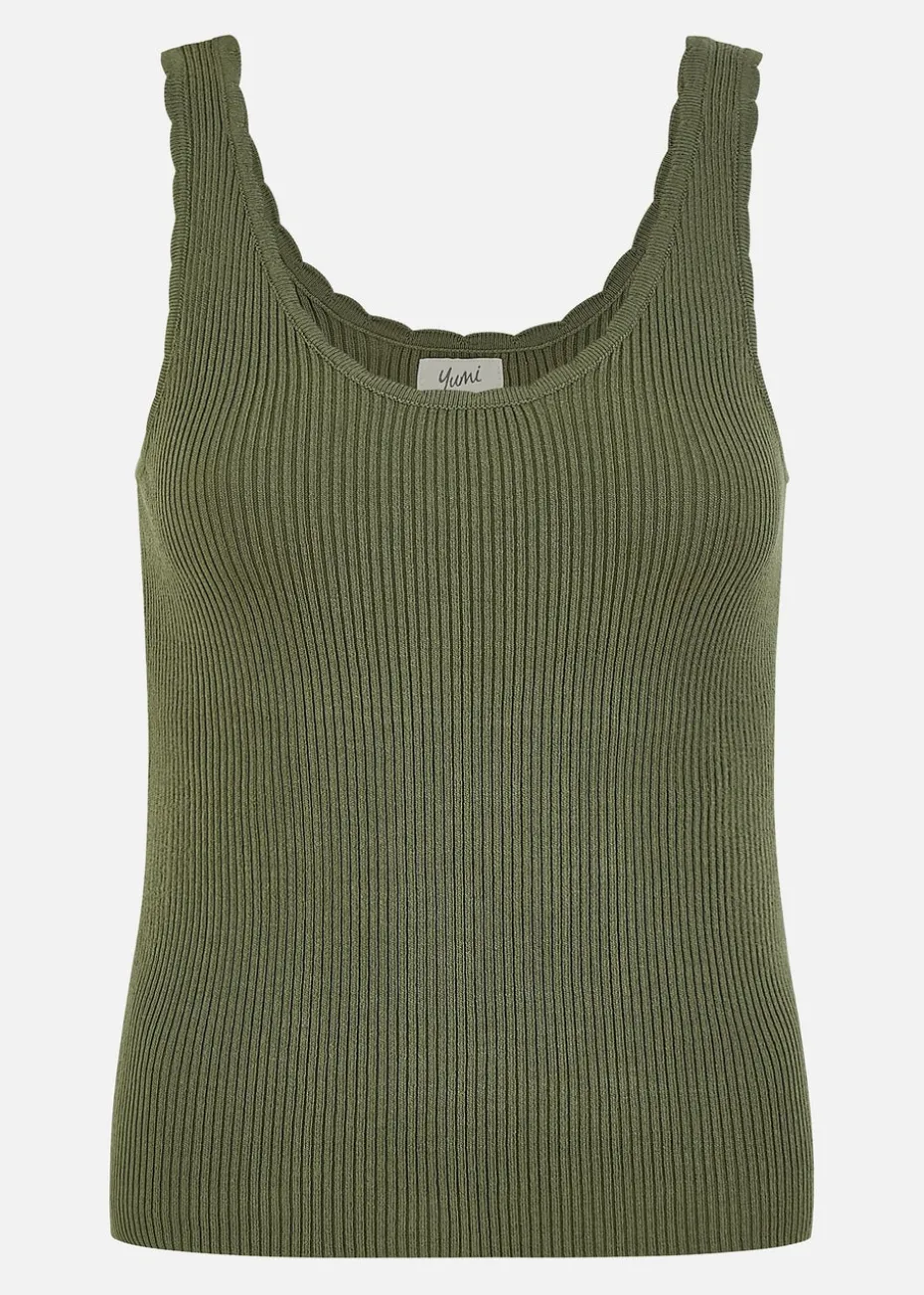 Yumi Green Fine Knit Vest Top