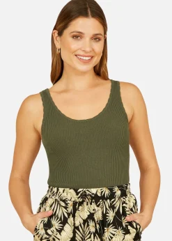 Yumi Green Fine Knit Vest Top