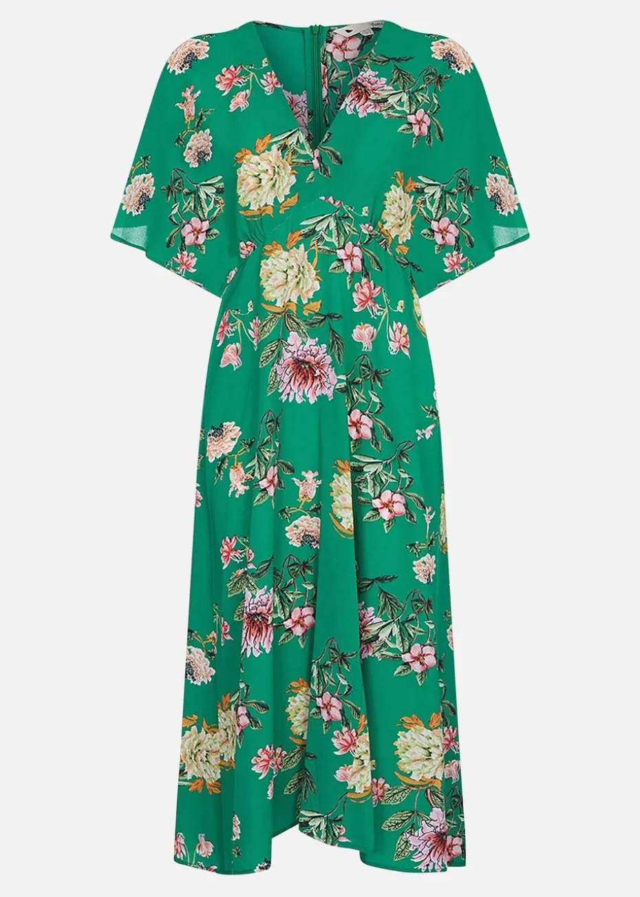Yumi Green Floral Kimono Midi Dress