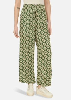 Yumi Green Geo Print Relaxed Fit Trousers