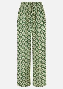 Yumi Green Geo Print Relaxed Fit Trousers