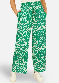 Yumi Green Ikat Print Relaxed Fit Trousers