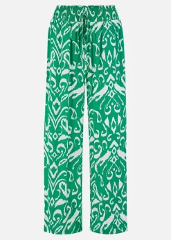 Yumi Green Ikat Print Relaxed Fit Trousers