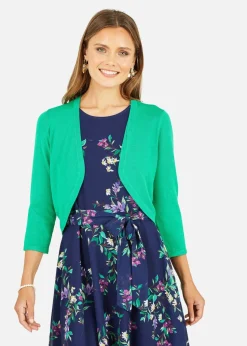 Yumi Green Knitted Curve Bolero