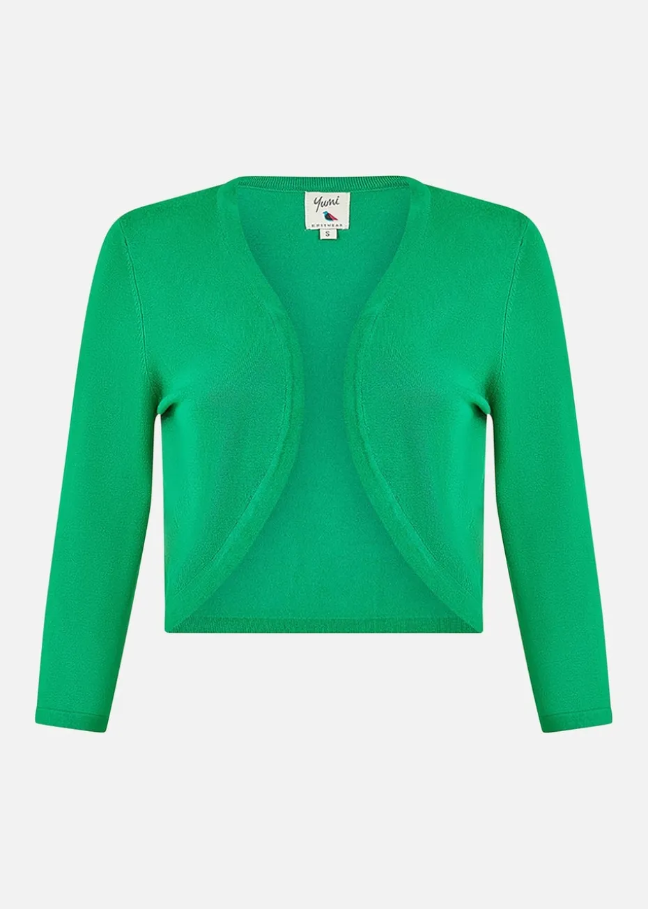 Yumi Green Knitted Curve Bolero