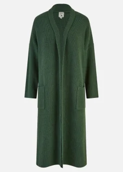 Yumi Green Knitted Maxi Cardigan With Pockets