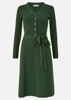 Yumi Green Knitted Skater Dress