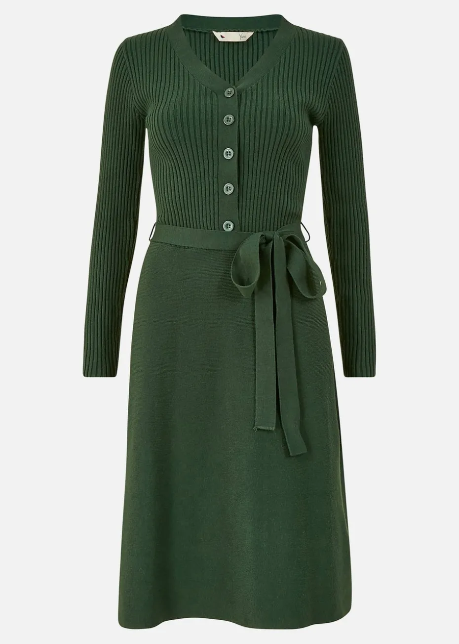 Yumi Green Knitted Skater Dress