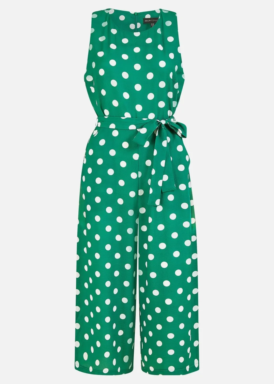 Yumi Green Polka Dot Culotte Jumpsuit