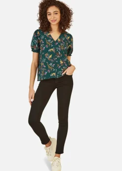 Yumi Green Recycled Fabric Safari Animal Print Shirt