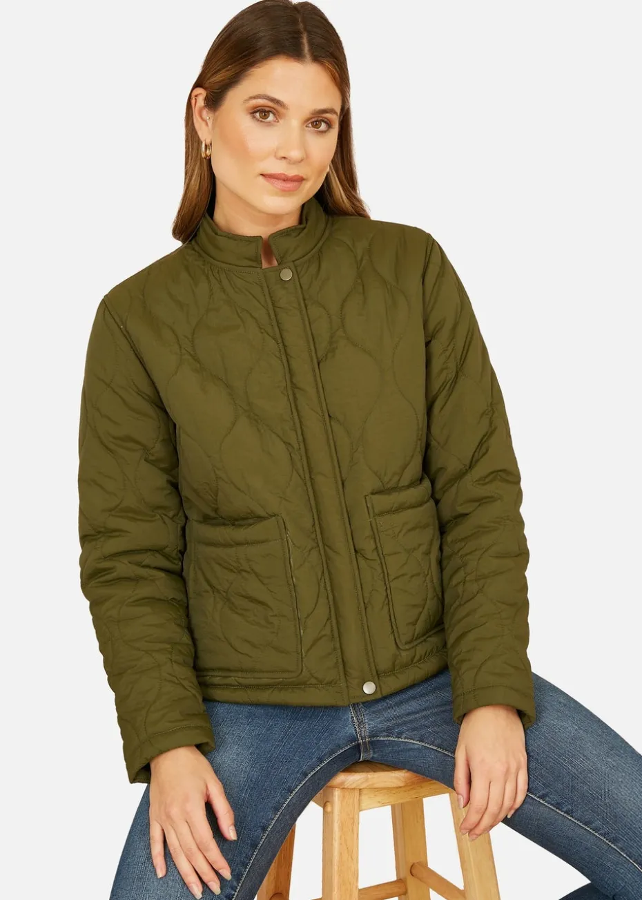 Yumi Green Short Quilted Jacket