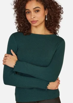 Yumi Green Sparkle Knit Jumper