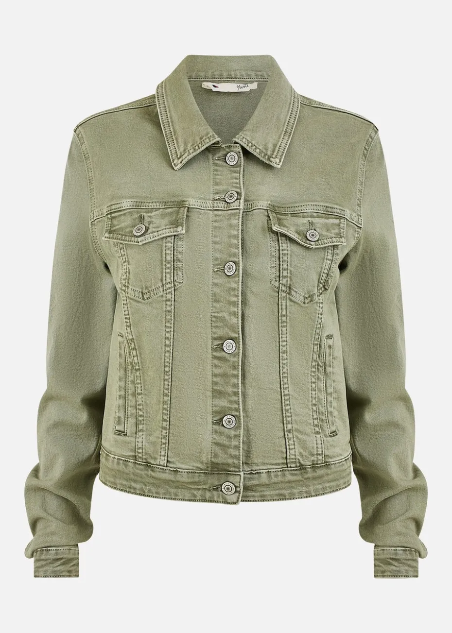 Yumi Green Stretch Cotton Denim Jacket