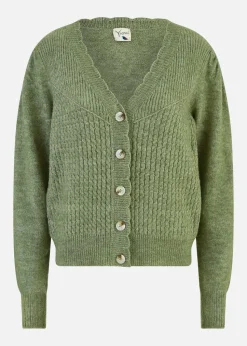 Yumi Green Twist Knit Button Up Cardigan