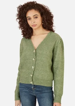 Yumi Green Twist Knit Button Up Cardigan