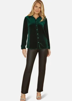 Yumi Green Velvet Relaxed Fit Shirt