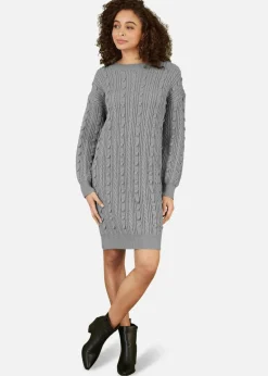Yumi Grey Cable Knit Tunic Dress