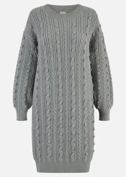 Yumi Grey Cable Knit Tunic Dress