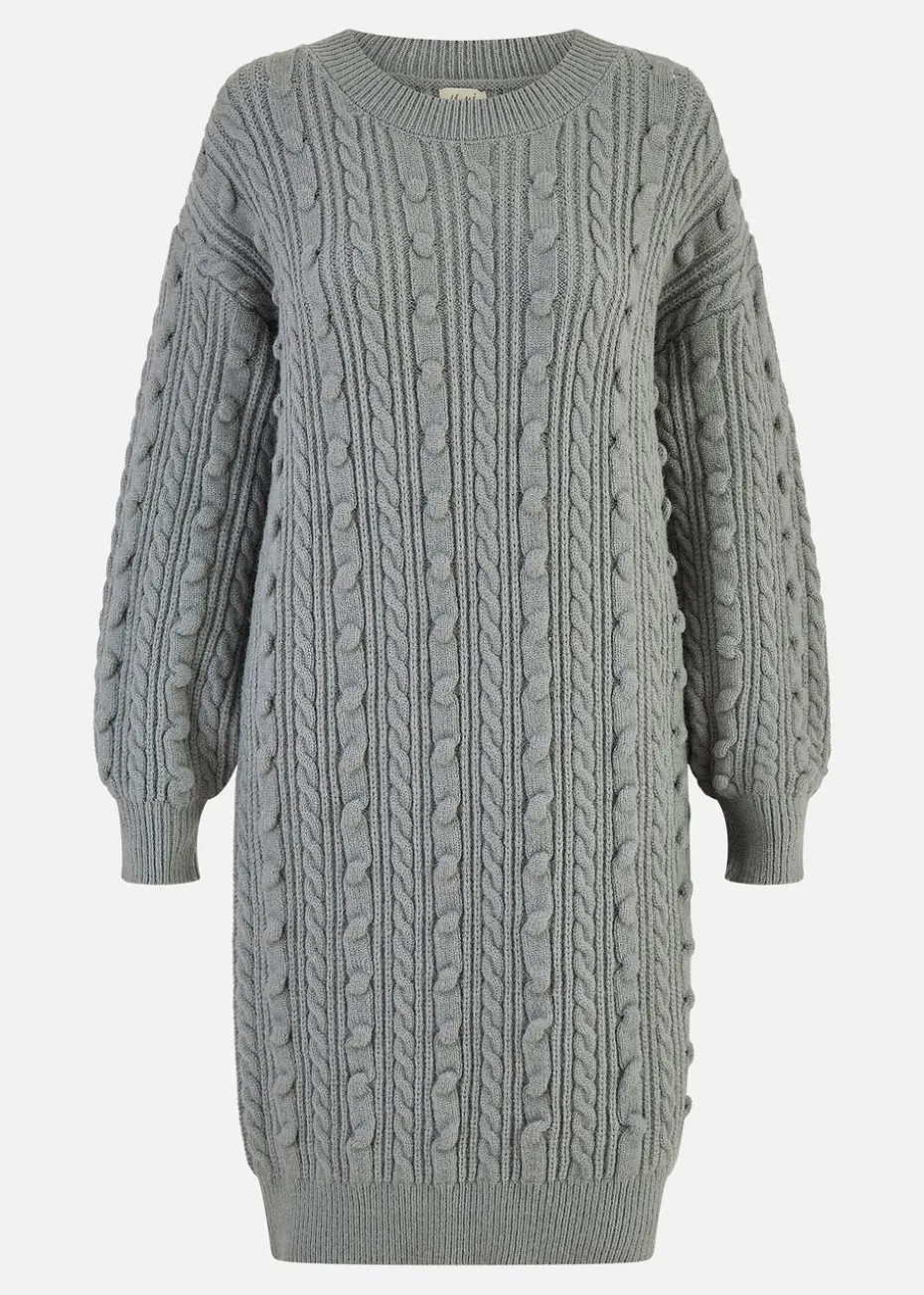 Yumi Grey Cable Knit Tunic Dress