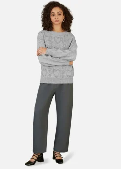 Yumi Grey Heart Knit Relaxed Jumper