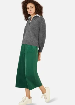 Yumi Grey Knitted Jumper With Collar Detail