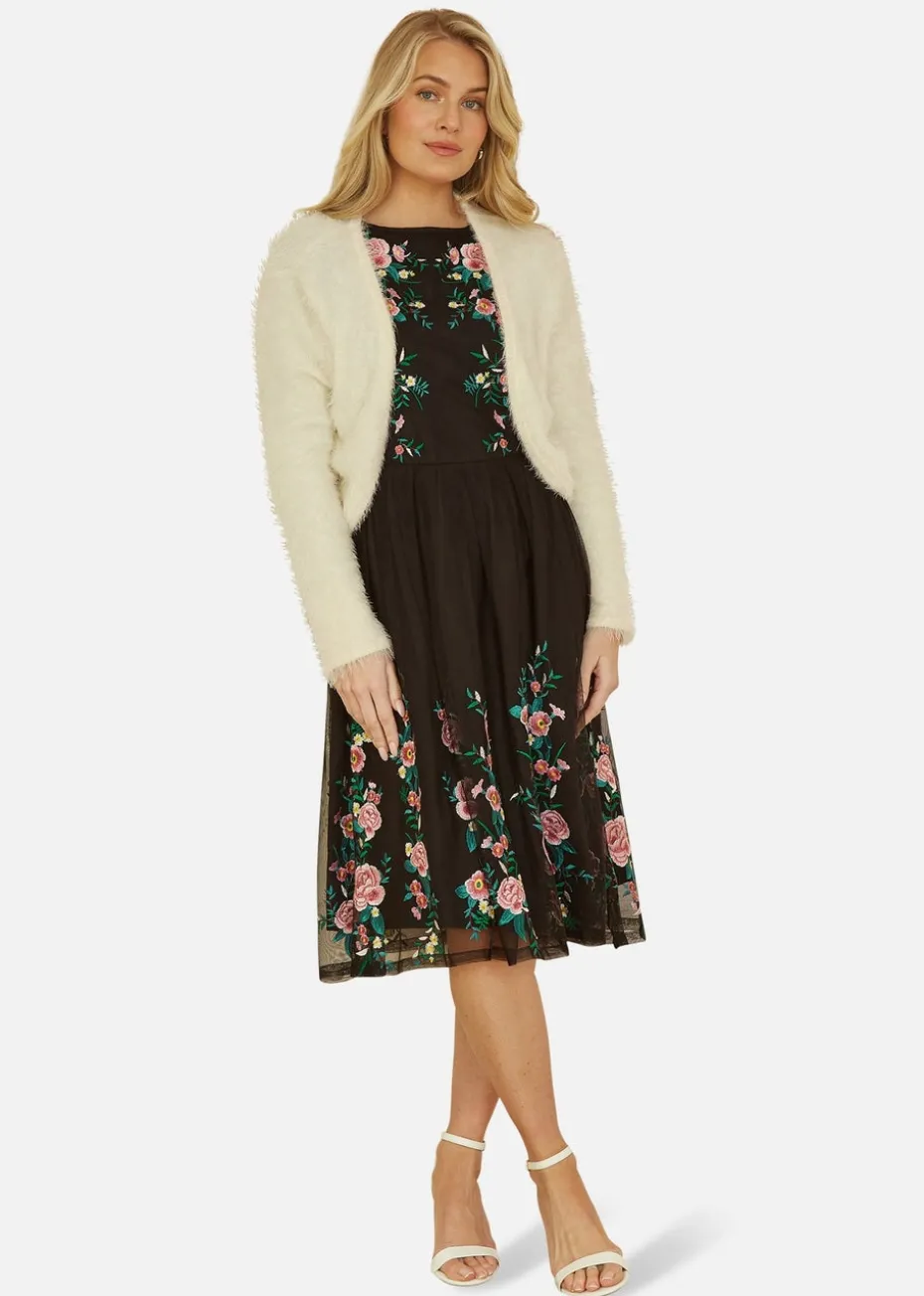 Yumi Ivory Eyelash Knit Bolero