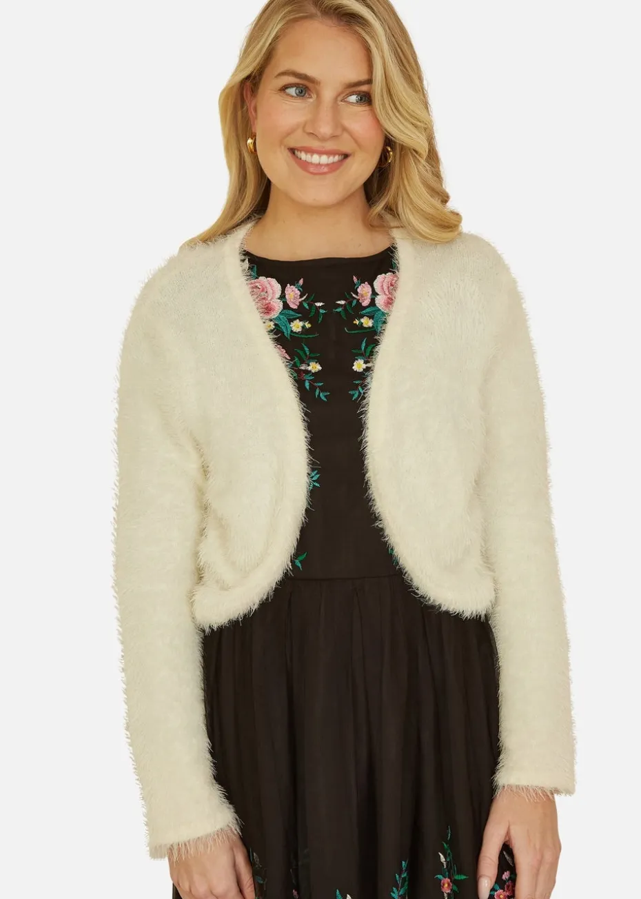 Yumi Ivory Eyelash Knit Bolero