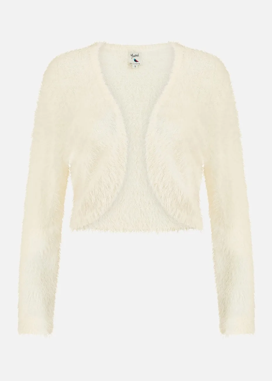 Yumi Ivory Eyelash Knit Bolero