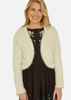 Yumi Ivory Eyelash Knit Bolero