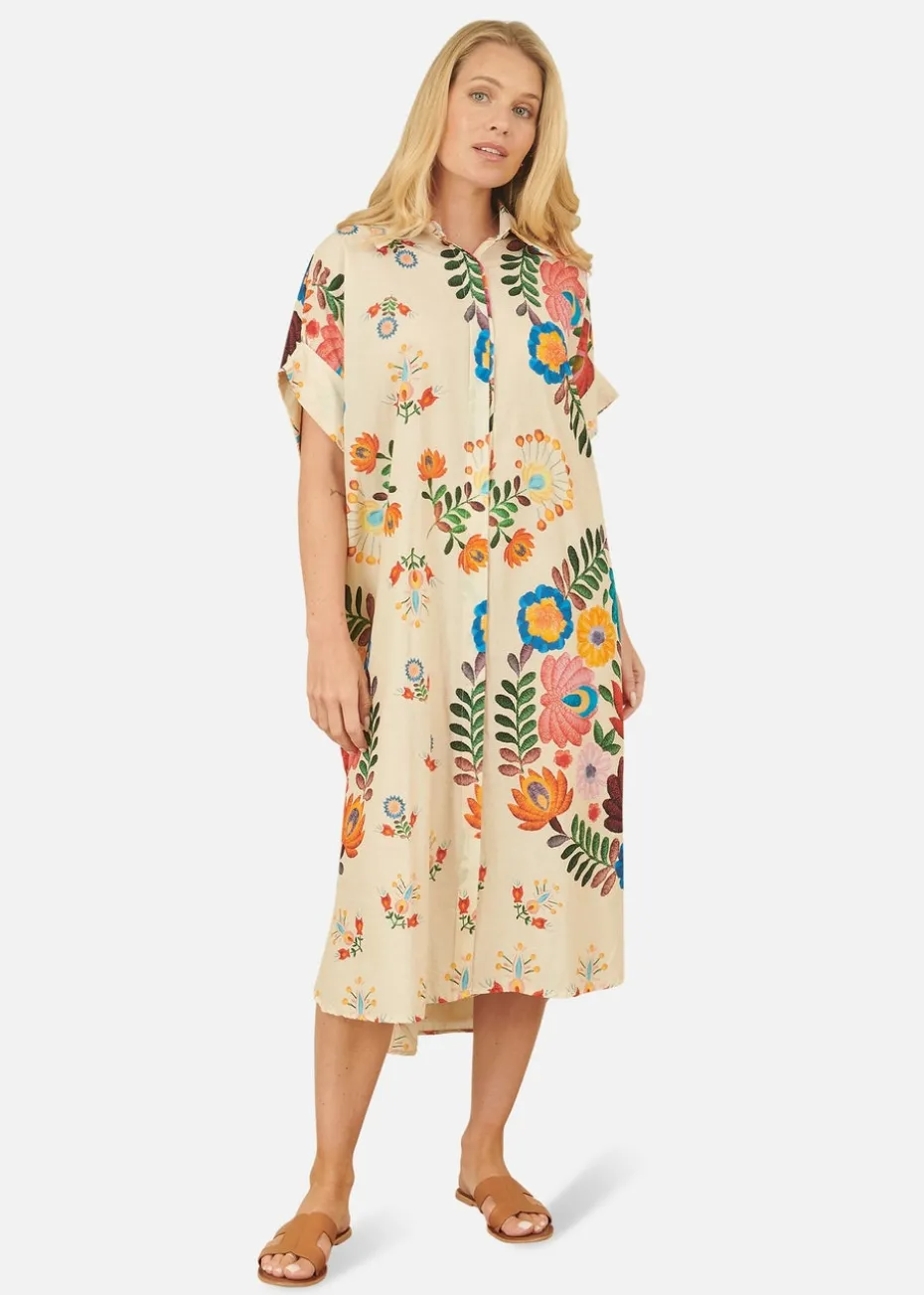 Yumi Multicoloured Folk Print Relaxed Tunic