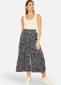Yumi Navy Dash Print Culottes