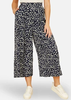 Yumi Navy Dash Print Culottes