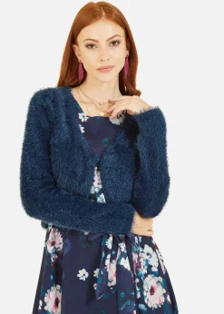 Yumi Navy Eyelash Knit Bolero