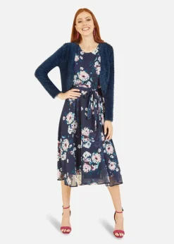 Yumi Navy Eyelash Knit Bolero