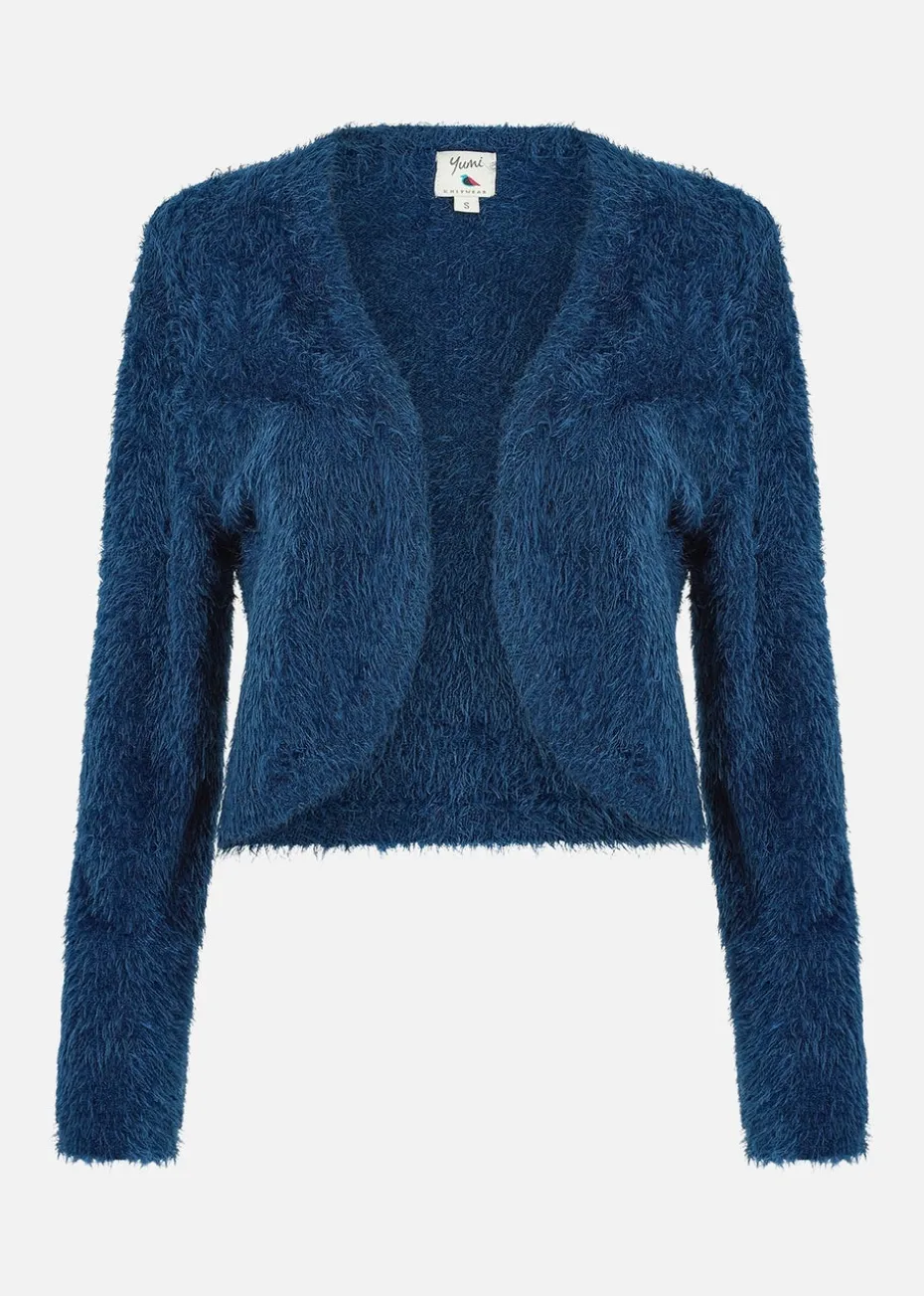 Yumi Navy Eyelash Knit Bolero