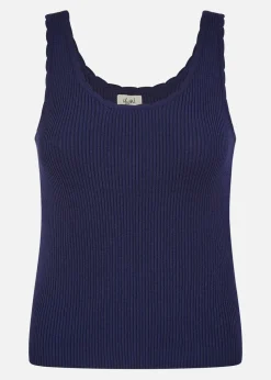 Yumi Navy Fine Knit Vest Top