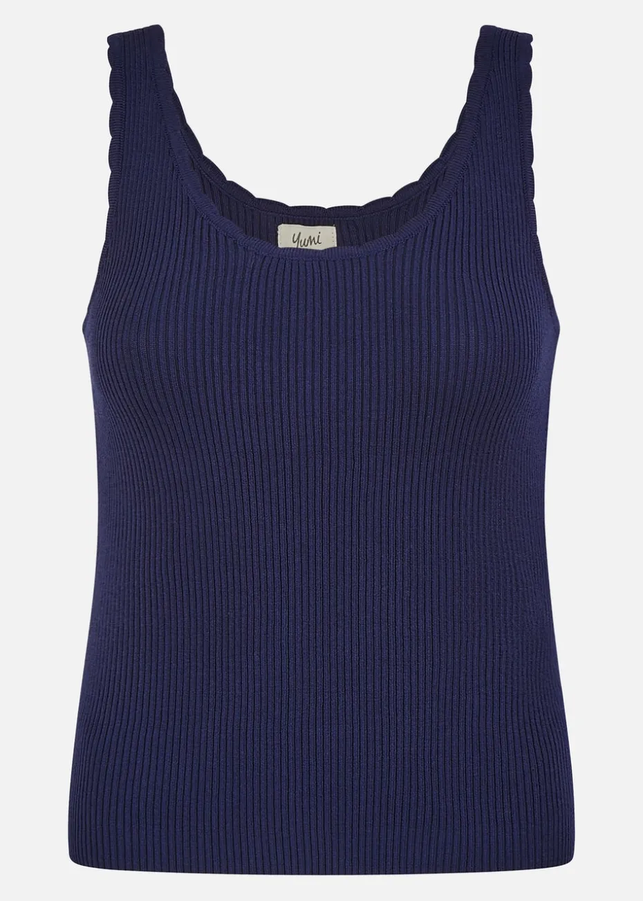 Yumi Navy Fine Knit Vest Top