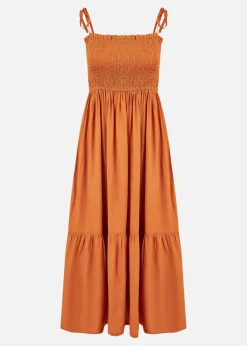 Yumi Orange Midi Sun Dress