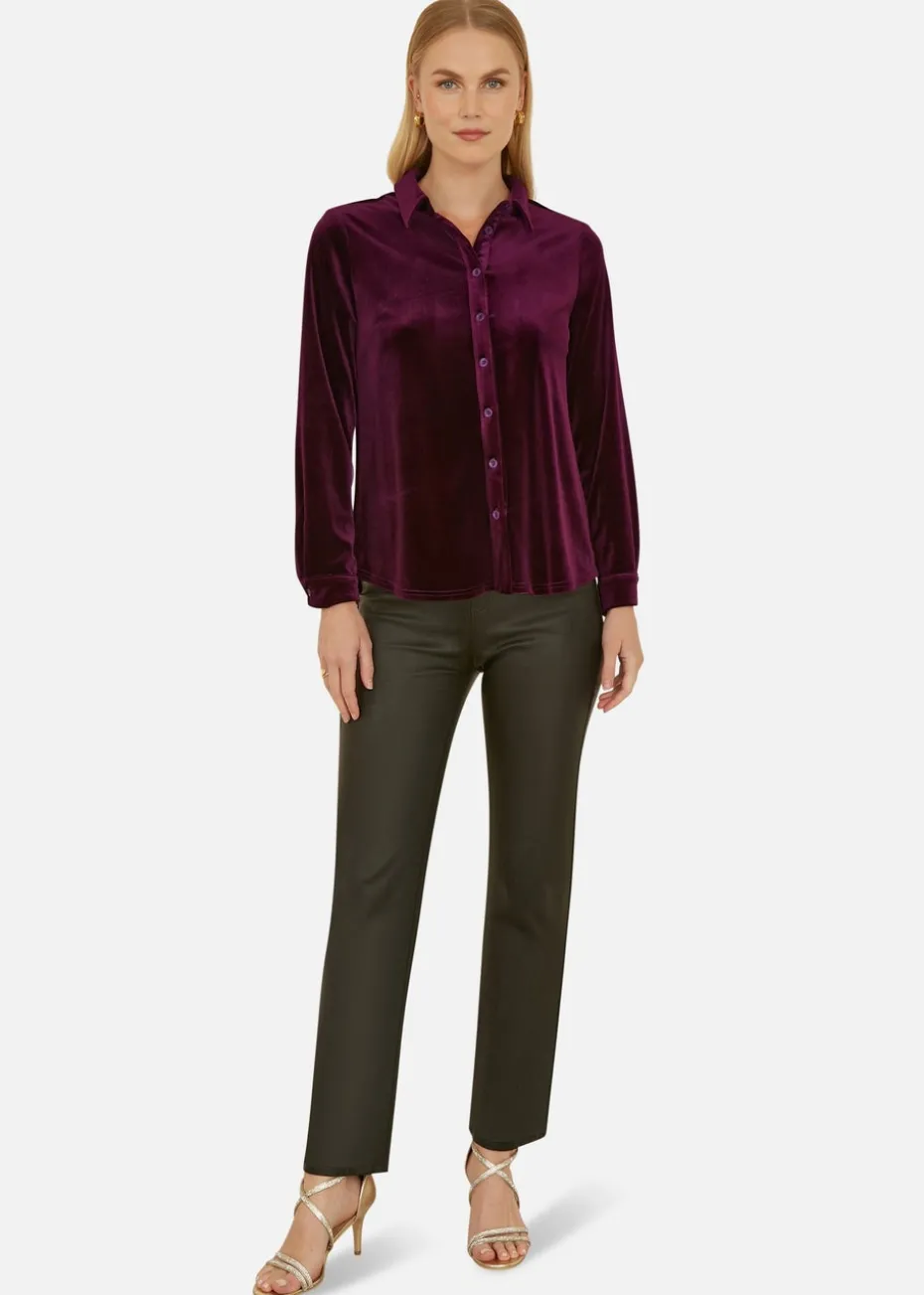 Yumi Plum Velvet Relaxed Fit Shirt
