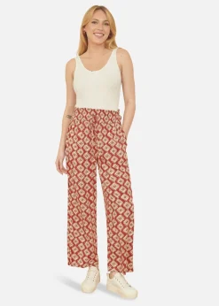 Yumi Red Geo Print Relaxed Fit Trousers