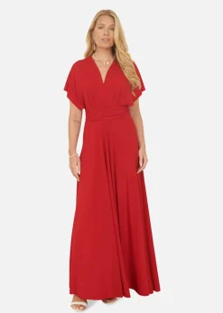 Yumi Red Jersey Stretch Multiway Midi Dress