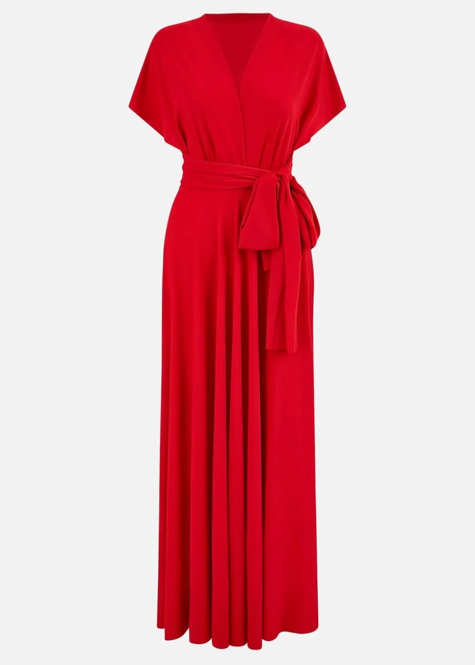 Yumi Red Jersey Stretch Multiway Midi Dress